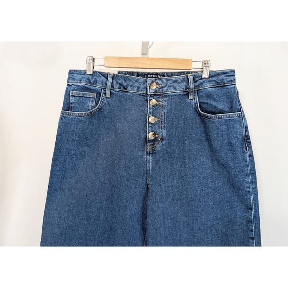 Boden Jeans Button Fly Wide Leg High Rise Cropped Misses Size US 12 UK 18 New - Picture 2 of 7